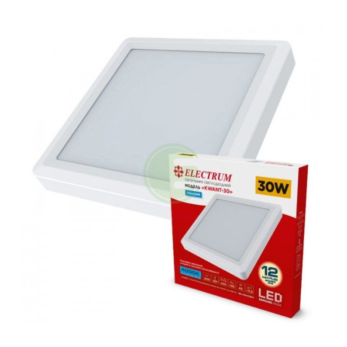 Світильник світлодіодний накладний Electrum KVANT-30 30W 4000К квадр. B-LD-1969