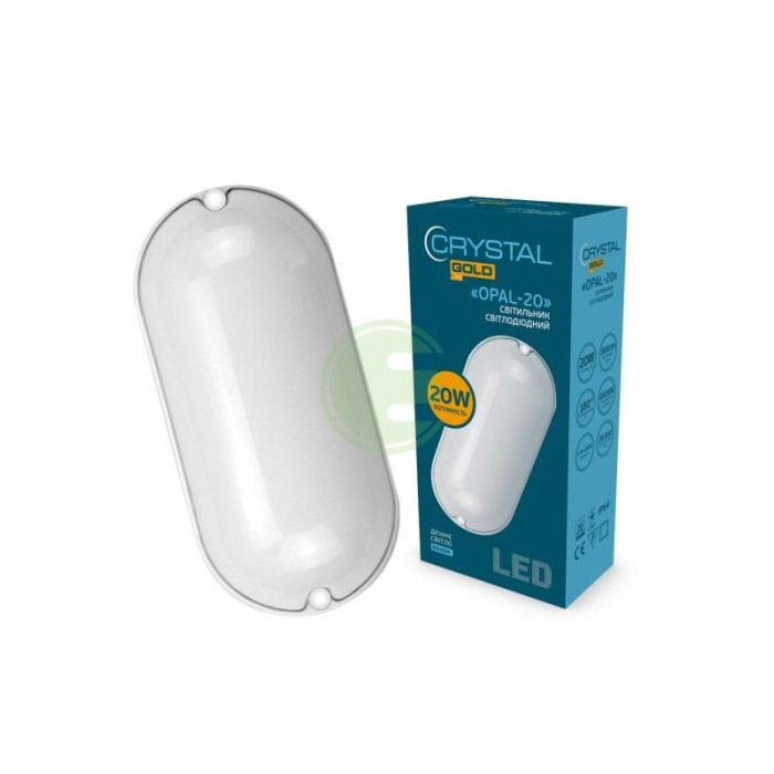 Світильник світлодіодний CRYSTAL GOLD 20W IP 54 OPAL