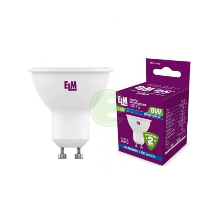 Лампа світлодіодна MR16 PA10S 8W GU10 4000K алюмопласт. корп. 18-0192