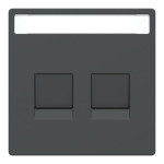 Лицьова панель Merten подвійний розетки RJ45 поле для написи захисні шторки антрацит