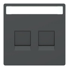 Лицевая панель Merten двойной розетки RJ45 поле для надписи защитные шторки антрацит
