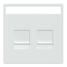 Лицевая панель Merten двойной розетки RJ45 поле для надписи защитные шторки белый лотос
