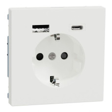 Розетка Merten D-Life з заземленням та USB A+C матовий білий