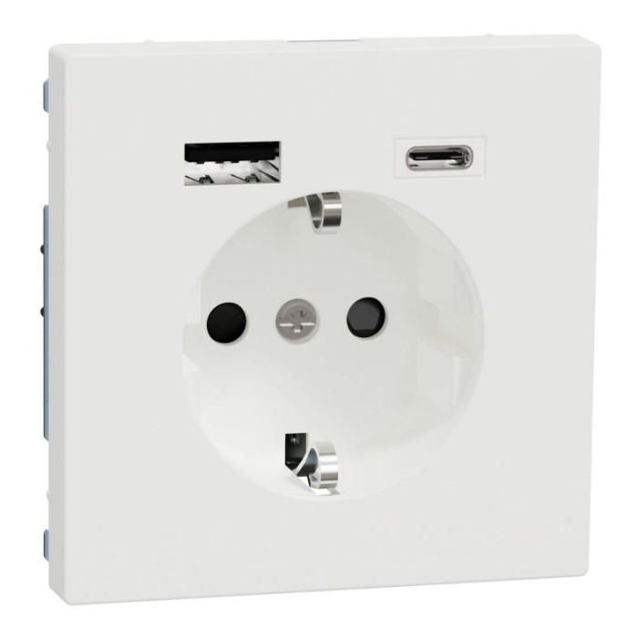 Розетка Merten D-Life з заземленням та USB A+C матовий білий