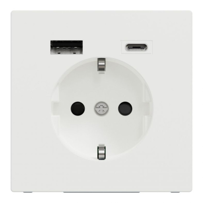 Розетка Merten D-Life з заземленням та USB A+C матовий білий