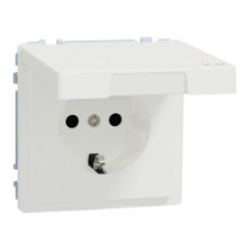 Розетка Merten System M Schuko IP44 з відкидною кришкою матовий білий