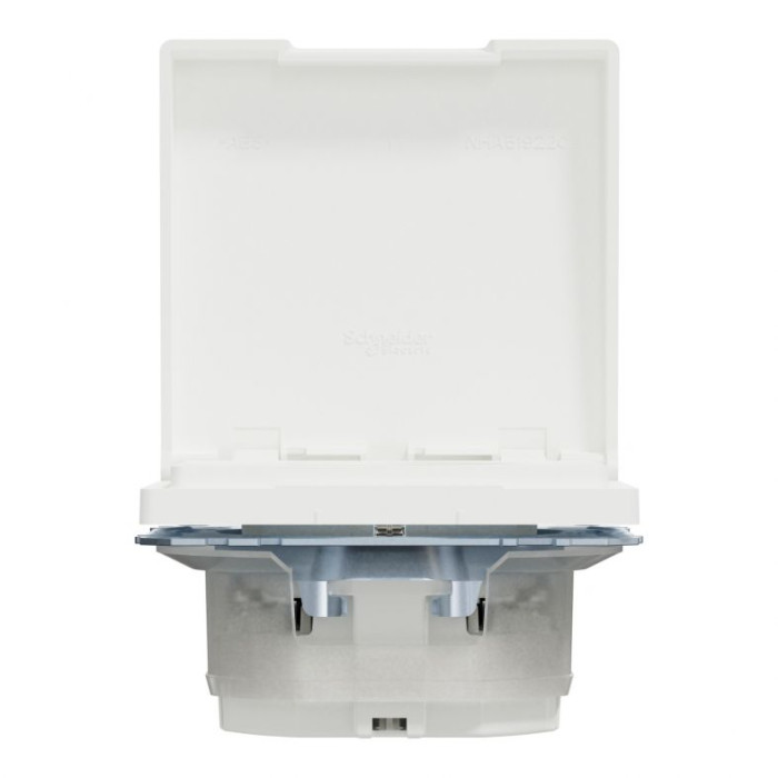 Розетка Merten System M Schuko IP44 з відкидною кришкою матовий білий