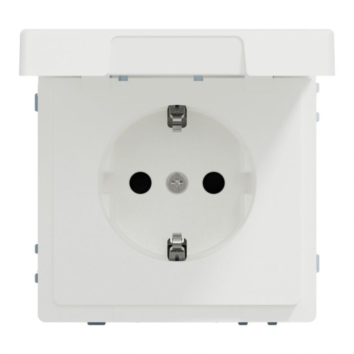 Розетка Merten System M Schuko IP44 з відкидною кришкою матовий білий
