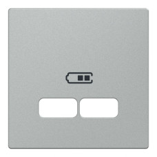 Накладка Merten System M для двойной розетки USB 21А алюминий