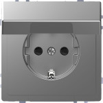 Розетка Merten 16а с з/к и крышкой ip20 нерж. сталь