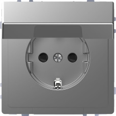 Розетка Merten 16а с з/к и крышкой ip20 нерж. сталь
