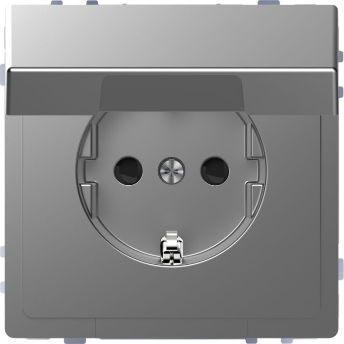 Розетка Merten 16а з з/к і кришкою ip20 нерж. сталь