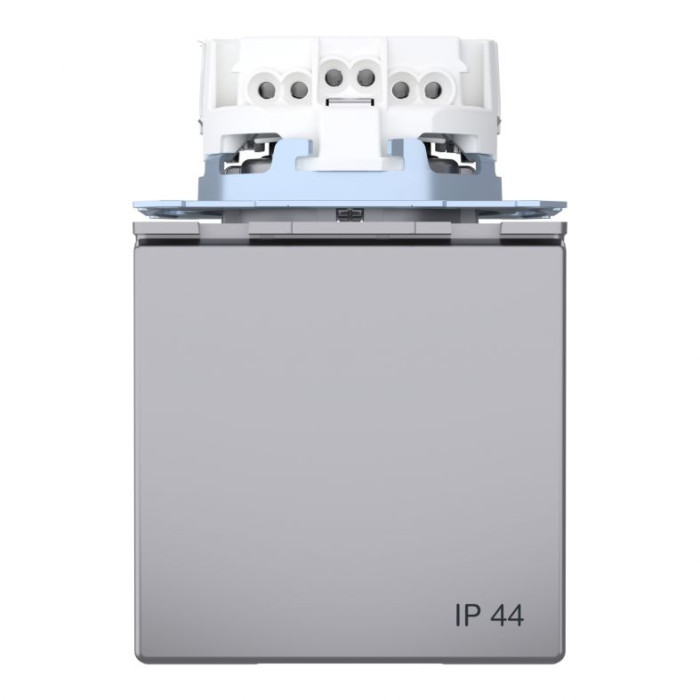 Розетка Merten D-Life с заземлением и крышкой IP44 нержавеющая сталь