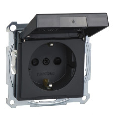 Розетка Merten System M Schuko IP44 с откидной крышкой антрацит