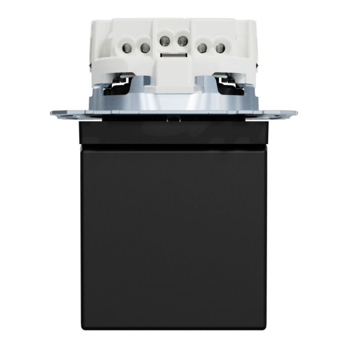 Механізм розетки Merten System M Schuko з кришкою та захисними шторками чорний матовий