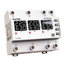 Реле контролю напруги трифазне з контролем струму DigiTOP 63А (VA-3F63A-M6R)
