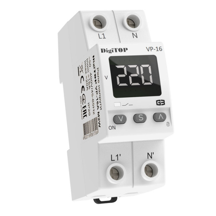 Реле контролю напруги DigiTOP 16A (VP-16A-M2W)