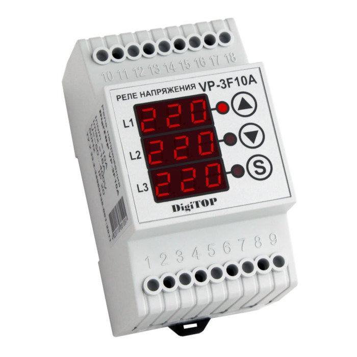 Реле контролю напруги DigiTOP 3P 10A (VP-3F10A)
