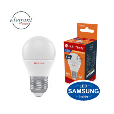 Лампа светодиодная Electrum шар LB-12 6W E27 3000K алюмопласт. корп. A-LB-1010
