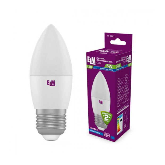 Лампа світлодіодна свічка ELM 5W E27 4000K 18-0081
