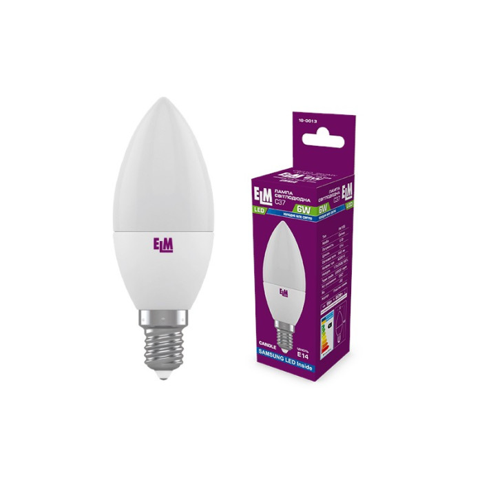 Лампа світлодіодна свічка ELM 6W E14 4000K 18-0013