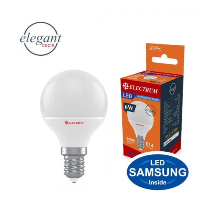 Лампа світлодіодна куля ELECTRUM 6W E14 4000K А -LB-0749