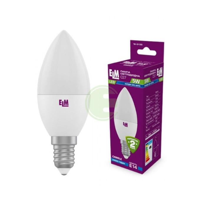 Лампа светодиодная свеча PA10 5W E14 4000K алюмопласт. корп. 18-0155