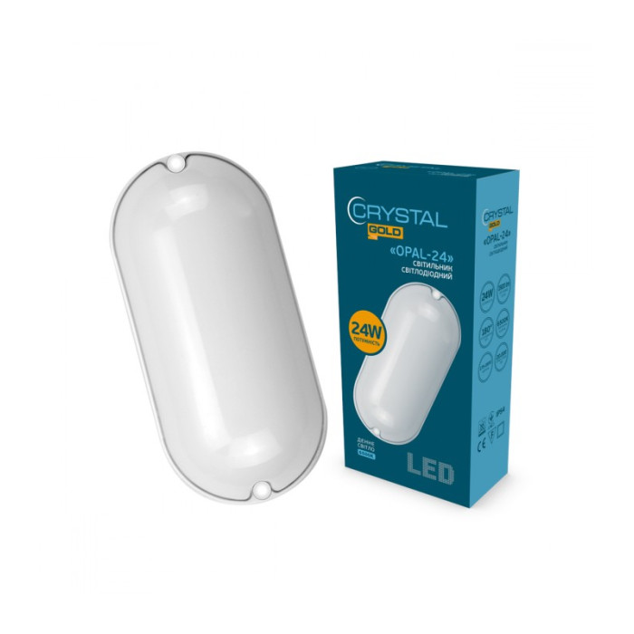 Світильник настінно-стельовий світлодіодний CRYSTAL GOLD 24W IP 54 OPAL  DNL-032