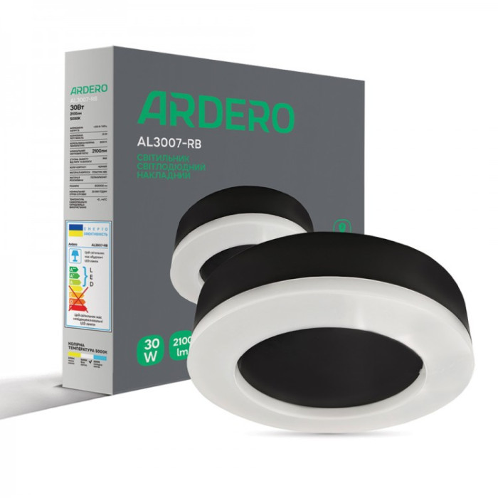 Накладний світлодіодний світильник Ardero AL3007-RB 30Вт 5000К IP65 чорний