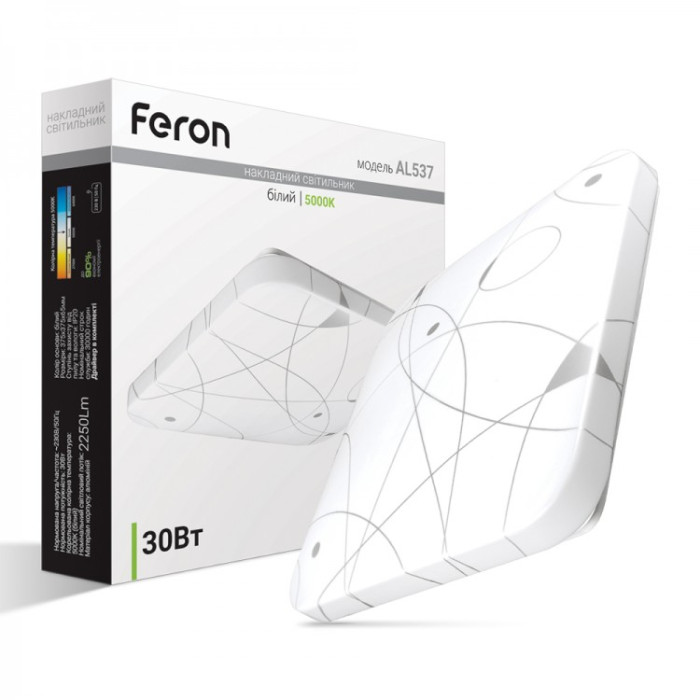 Накладний світлодіодний світильник Feron AL537 30Вт 5000К IP20 білий