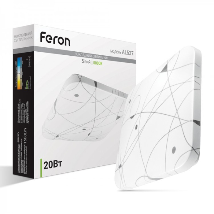 Накладний світлодіодний світильник Feron AL537 20Вт 5000К IP20 білий