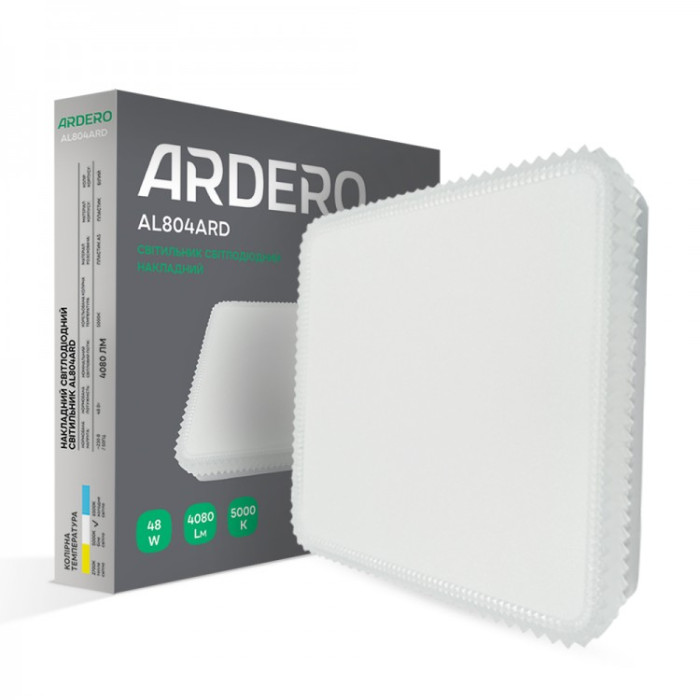 Накладний світлодіодний світильник Ardero AL804ARD 48Вт 5000К ІР40 білий декор