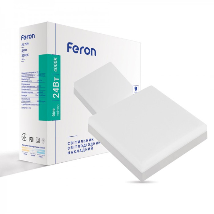 Накладной светодиодный светильник Feron AL709 24Вт 4000К IP20 белый
