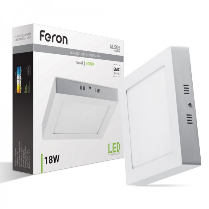 Накладной светодиодный светильник Feron AL505 18Вт 4000К IP20 белый