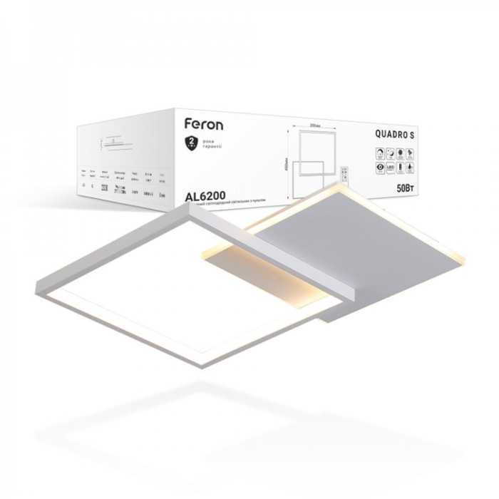 Світлодіодна люстра з пультом Feron AL6200 QUADRO S 50Вт 3000-6500К IP20 білий