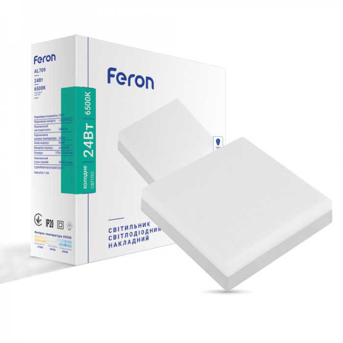 Накладний світлодіодний світильник Feron AL709 24Вт 6500К IP20 білий