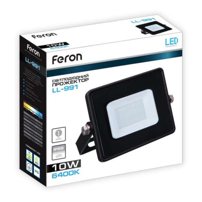 Світлодіодний прожектор Feron LL-991 10Вт 6400K IP65 чорний