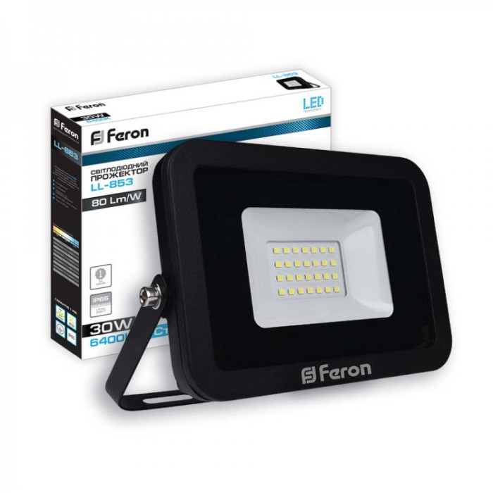 Світлодіодний прожектор Feron LL-853 30Вт 6400K IP65 чорний