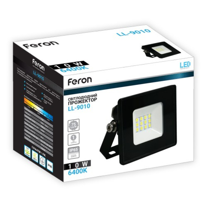 Світлодіодний прожектор Feron LL-9010 10Вт 6400K IP65 чорний
