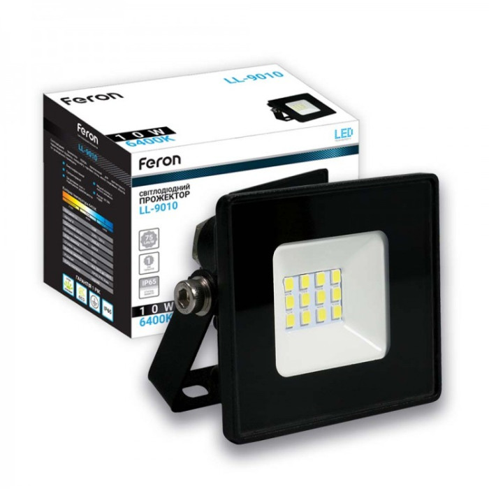 Світлодіодний прожектор Feron LL-9010 10Вт 6400K IP65 чорний