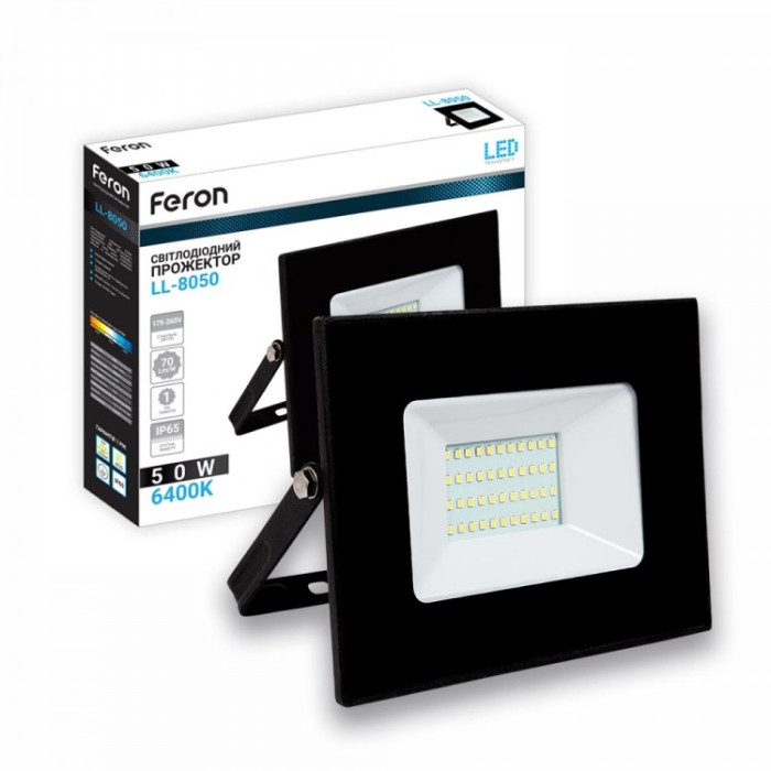 Світлодіодний прожектор Feron LL-8050 50Вт 6400K IP65 чорний