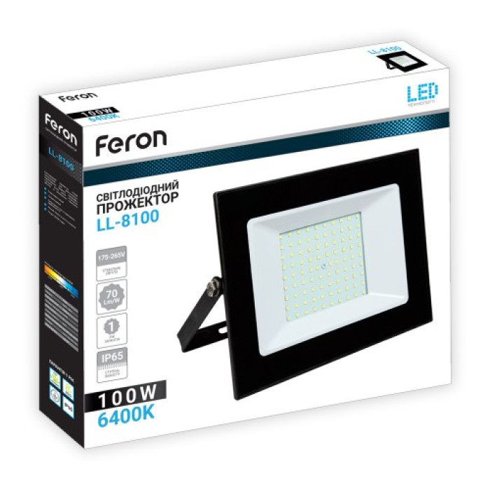 Світлодіодний прожектор Feron LL-8100 100Вт 6400K IP65 чорний