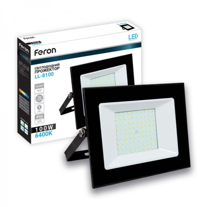 Світлодіодний прожектор Feron LL-8100 100Вт 6400K IP65 чорний