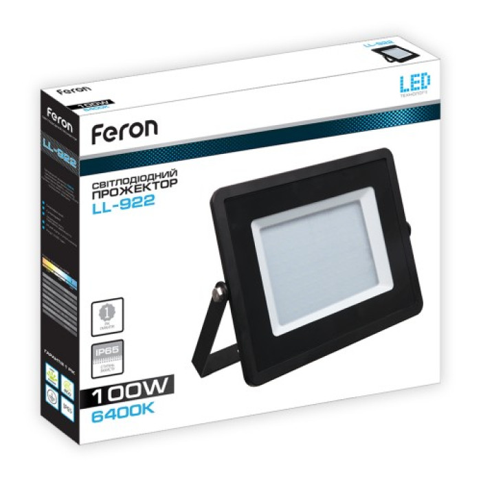 Світлодіодний прожектор Feron LL-922 100Вт 6400K IP65 чорний