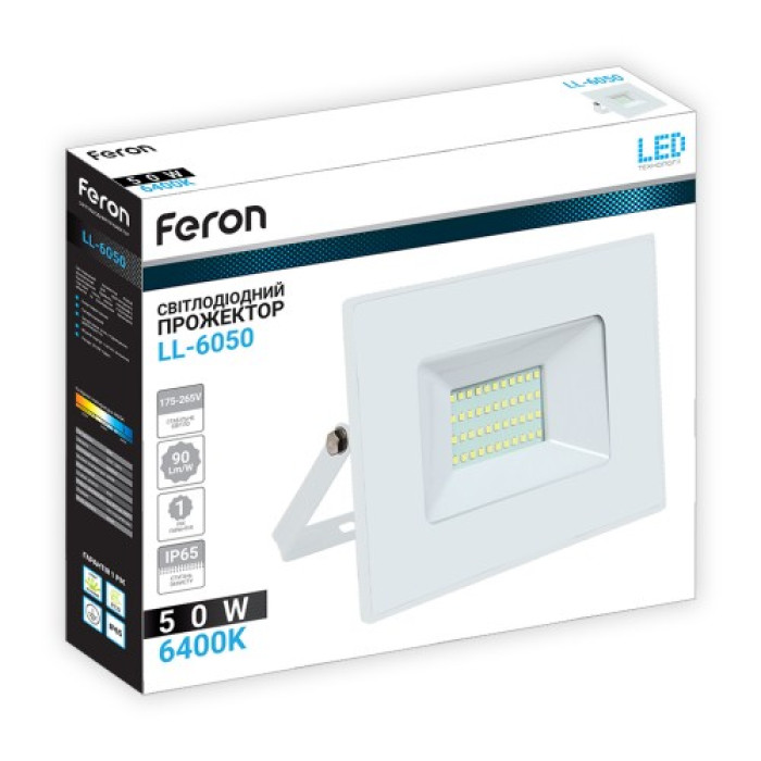 Светодиодный прожектор Feron LL-6050 50Вт 6400K IP65 белый