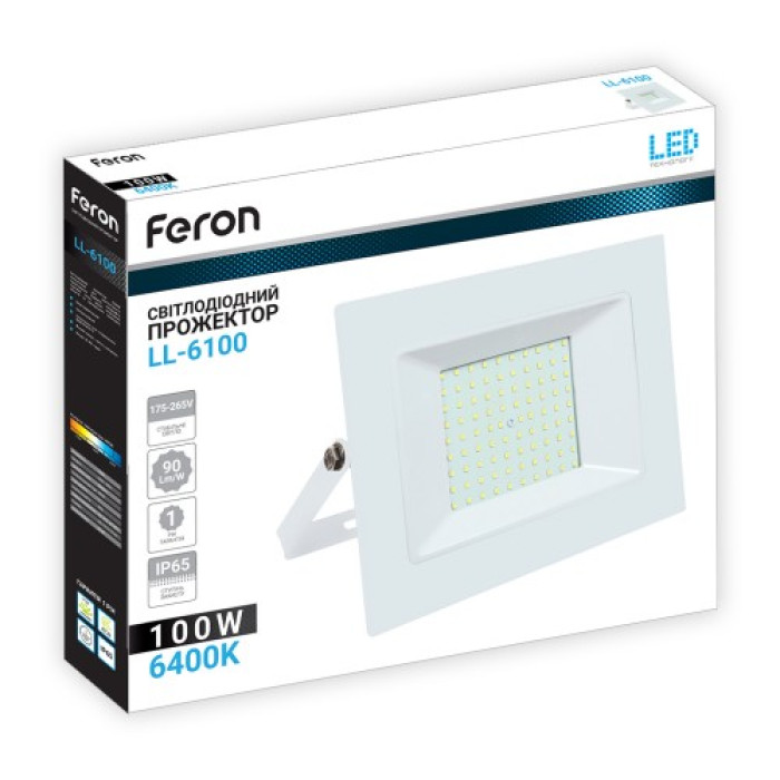 Світлодіодний прожектор Feron LL-6100 100Вт 6400K IP65 білий