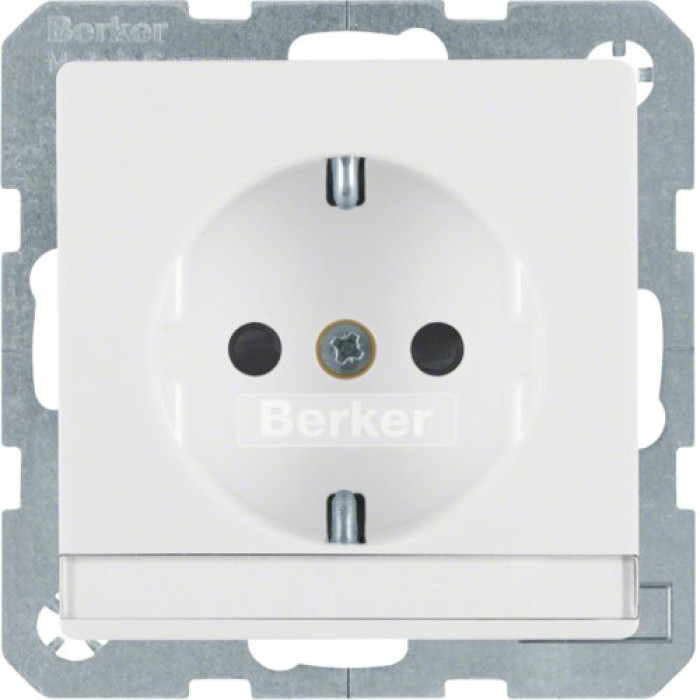 Розетка Berker з з/к, зах.контактів з полем д/надпису, 16А/250В, пол. білизна, Q.х