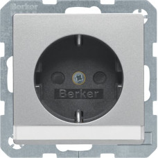 Розетка Berker з з/к, зах.контактів з полем д/надпису, 16А/250В, алюміній, Q.х