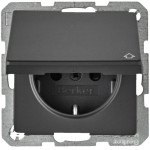 Розетка Berker з з/к, кришка, зах.контактів, 16А/250В, антрацит, Q.х