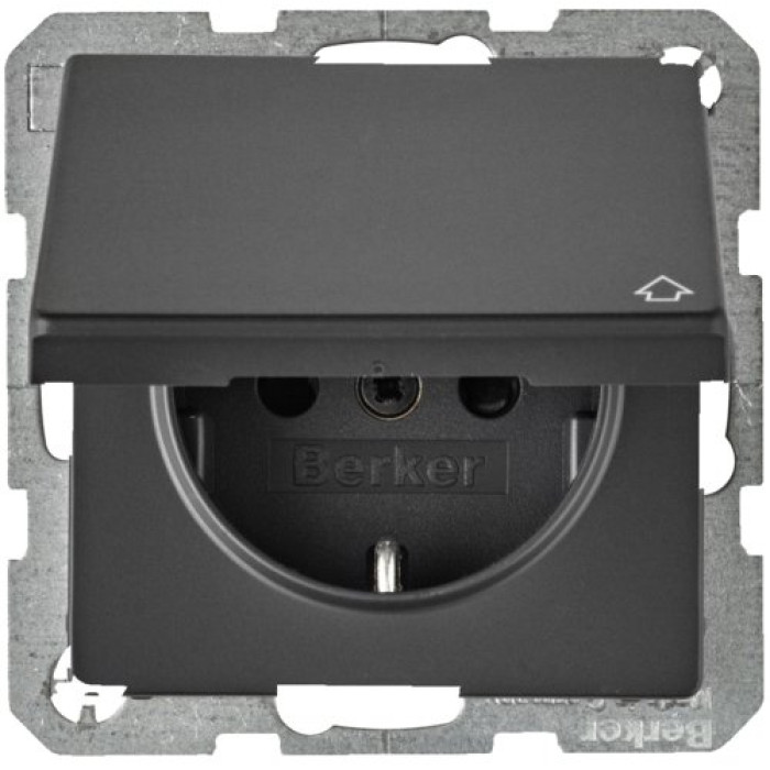 Розетка Berker з з/к, кришка, зах.контактів, 16А/250В, антрацит, Q.х